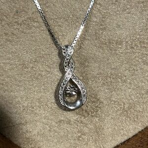 Sterling Silver "Dancing Stone" Infinity Twist Pendant Necklace